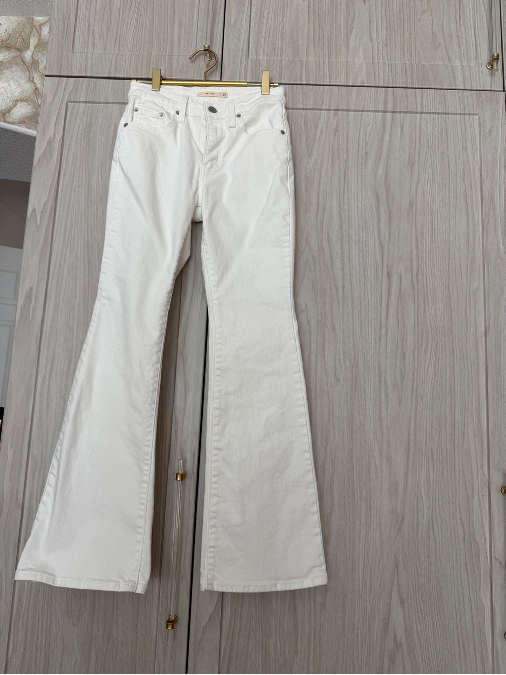 Levi's White Flare Jeans - High Rise Wide Leg